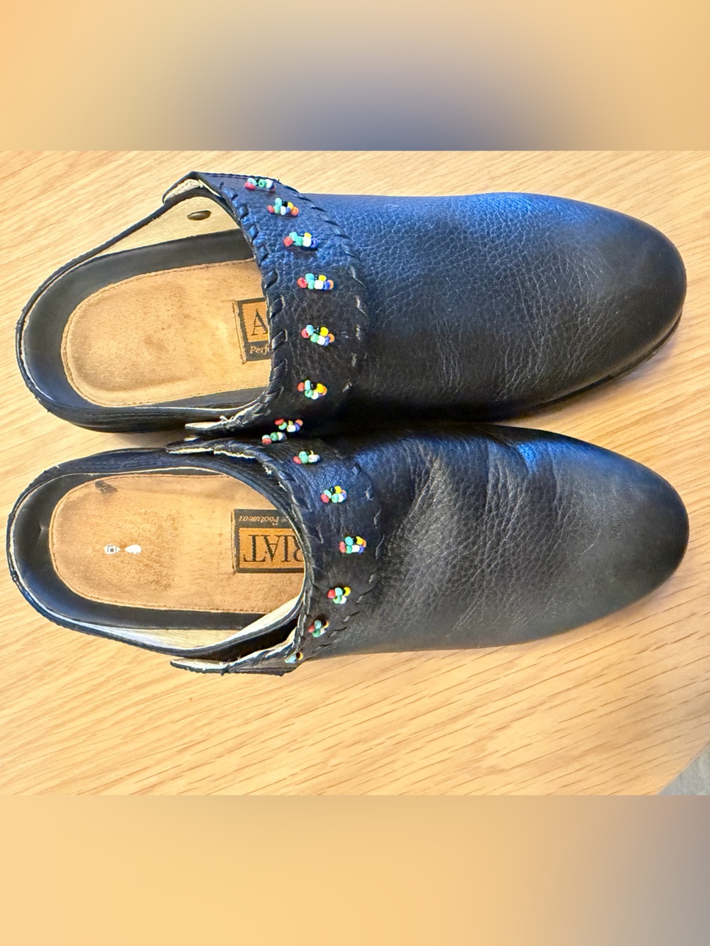 Ariat Black Leather Beaded Slip-On Clogs